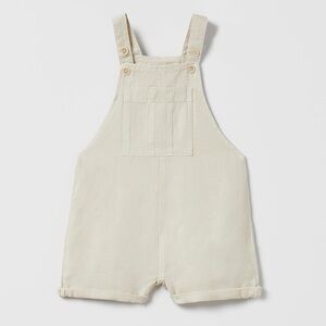 Zara linen blend Cream toddler short Overalls 18-24 months